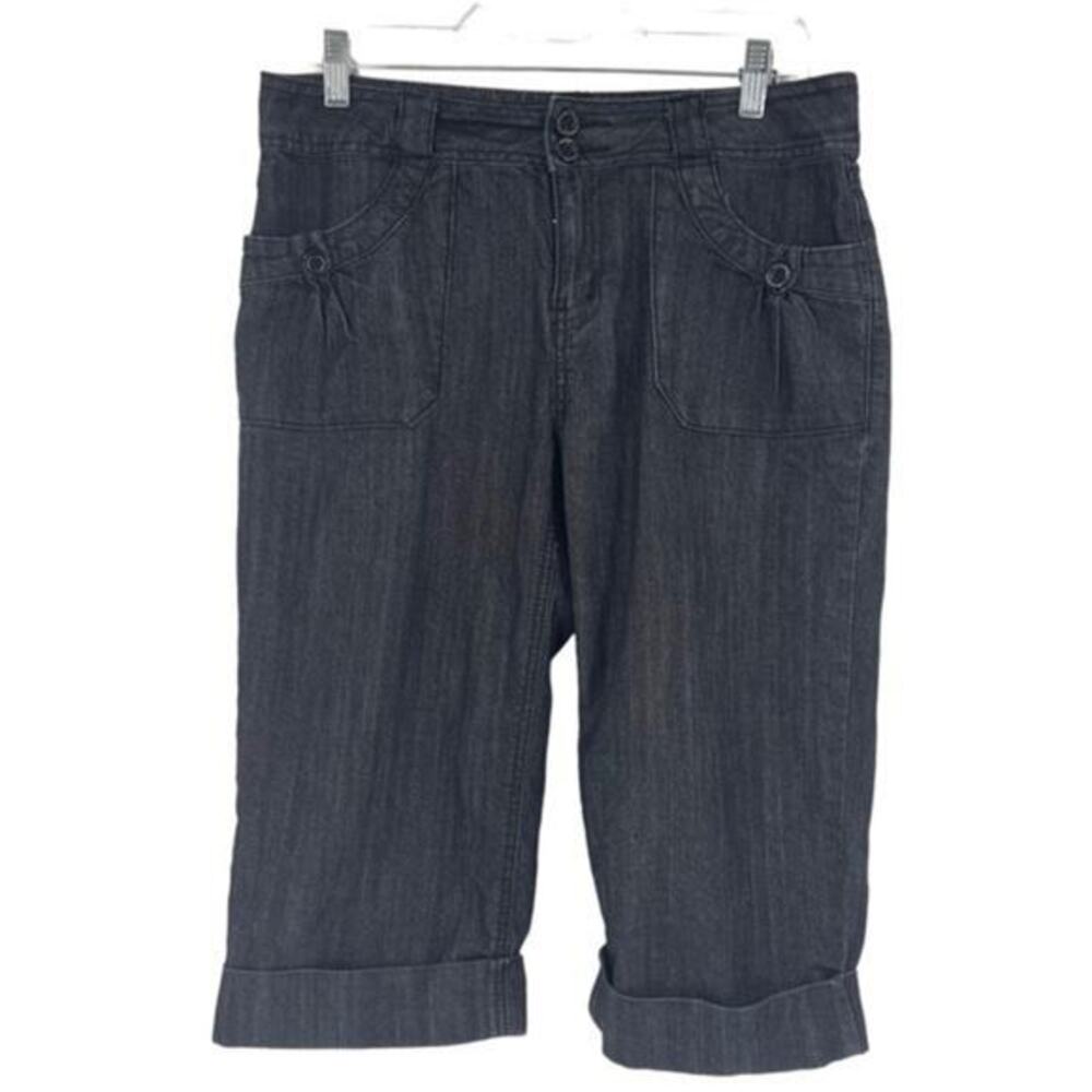 BACCINI capris cuffs size 6 black dark wash